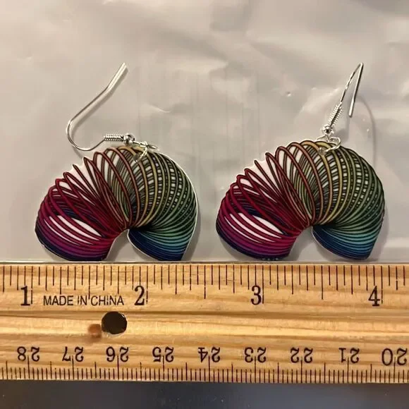 Retro Rainbow Slinky Earrings – Lightweight Statement Jewelry