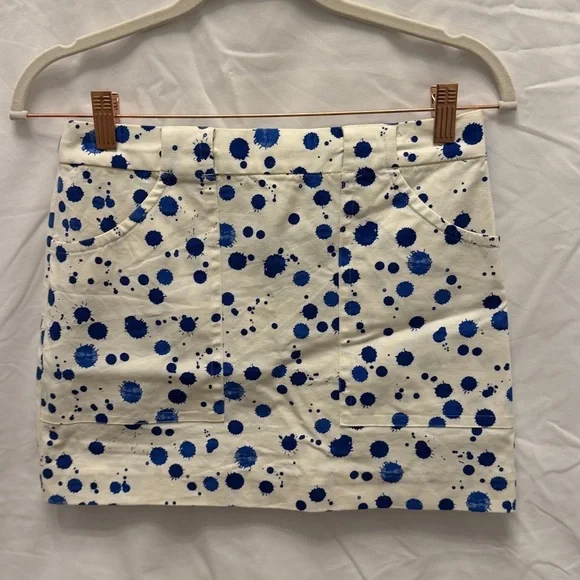 Kate Spade White and Blue Polka Dot Skirt