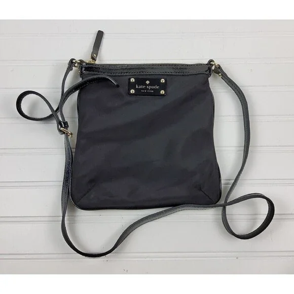 Kate Spade NY Nylon Crossbody Shoulder Handbag Purse Black
