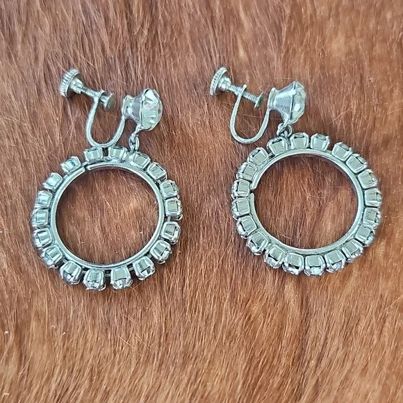 Vintage, Clip On Crystal Earrings