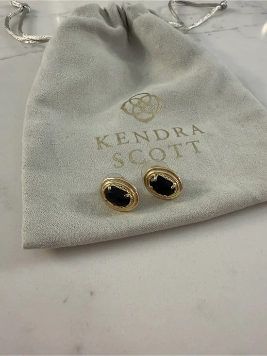 Kendra Scott Gold and Black Circular Backing Stud Earrings
