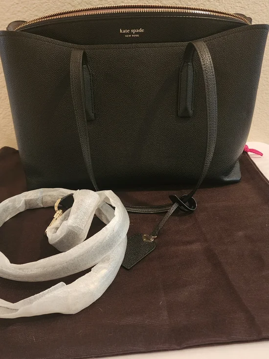 Kate Spade New York Margaux Large Work Tote – Black Pebbled Leather