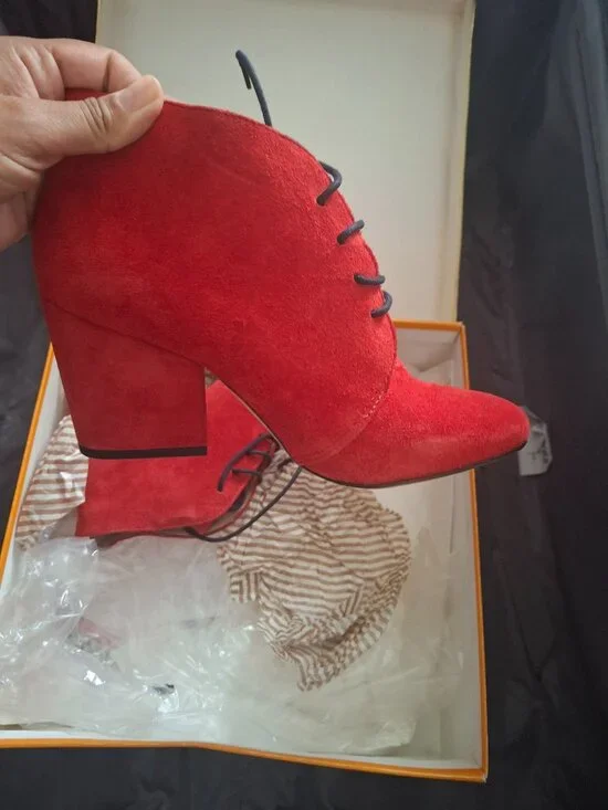 Kate Spade Roger 6.5 Red chunky heel bootie