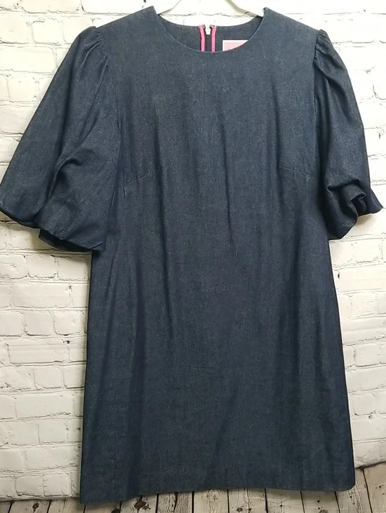 KATE SPADE denim dress size 8 100%cotton fully lined puff sleeves EUC