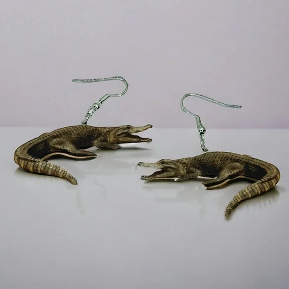 Fierce Alligator Dangle Earrings - Handmade & NWT! 🐊✨ Animal Accessories, Gator