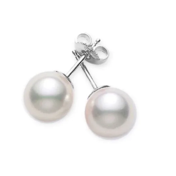Renaissance Collection Freshwater Pearl Studs White Gold Over Sterling Silver
