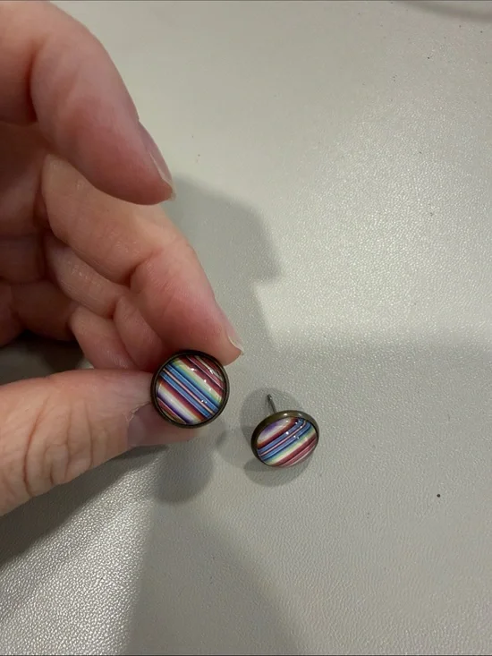 Round Multicolor Stripe Stud Earrings