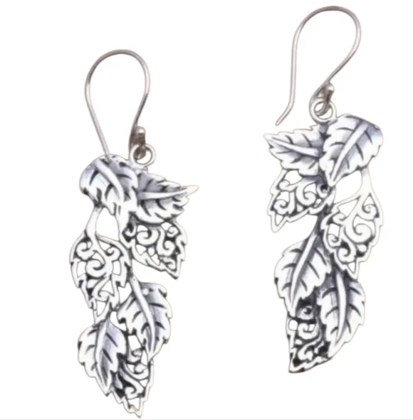 Silvertone Leaf Earrings