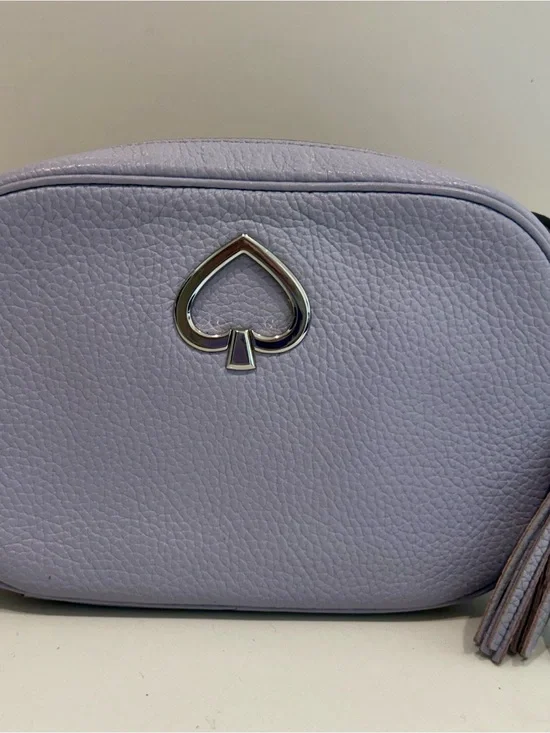 Kate Spade Kourtney Camera Crossbody Bag Frozen Lilac Pebbled Leather Tassel