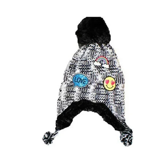 Emoji Girls Chunky Knit hat Black