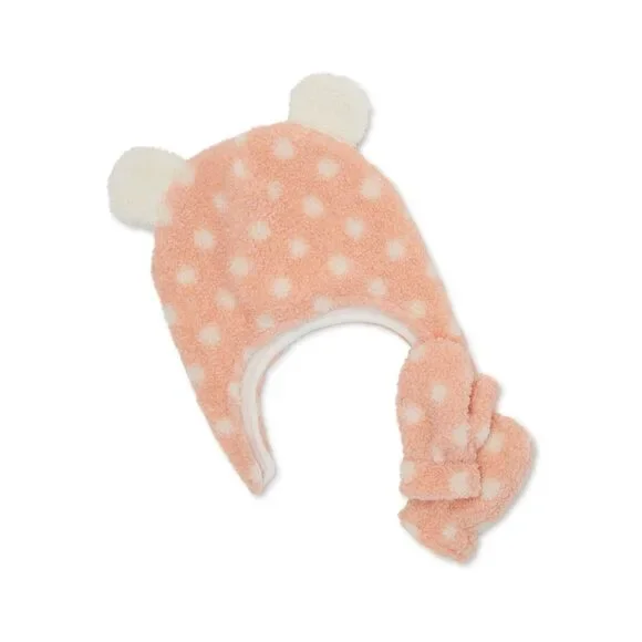 Wonder Nation Girls Faux Sherpa Hat and Mitten Set, 2-Piece, One Size