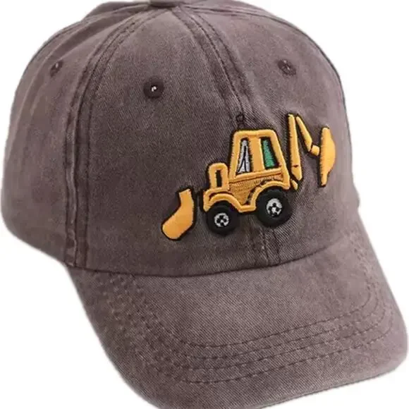 New brown kids excavator hat 2-5