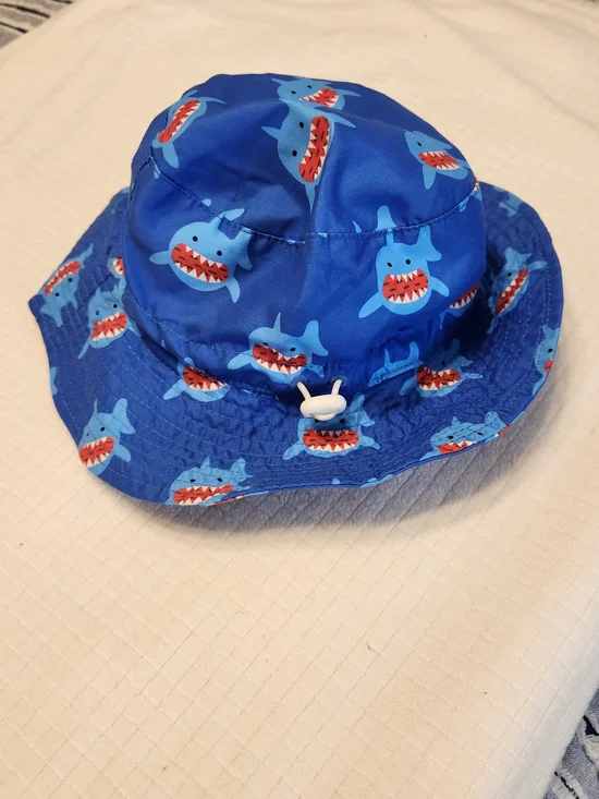 Blue Shark Print Kids Bucket Hat