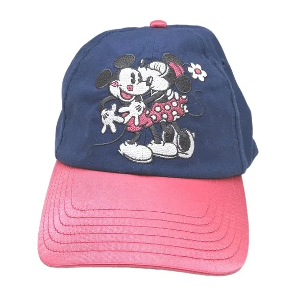 Disney Parks Mickey Minnie XOXO Baseball Cap Hot Pink Blue Adult Adjustable NWT
