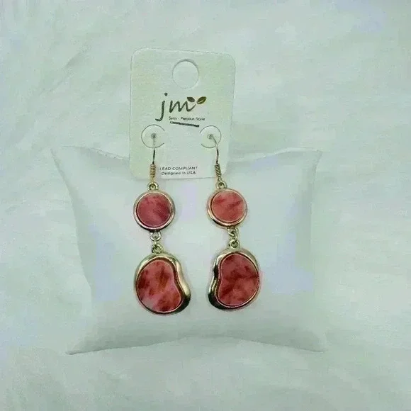 Red Marble Statement Earrings