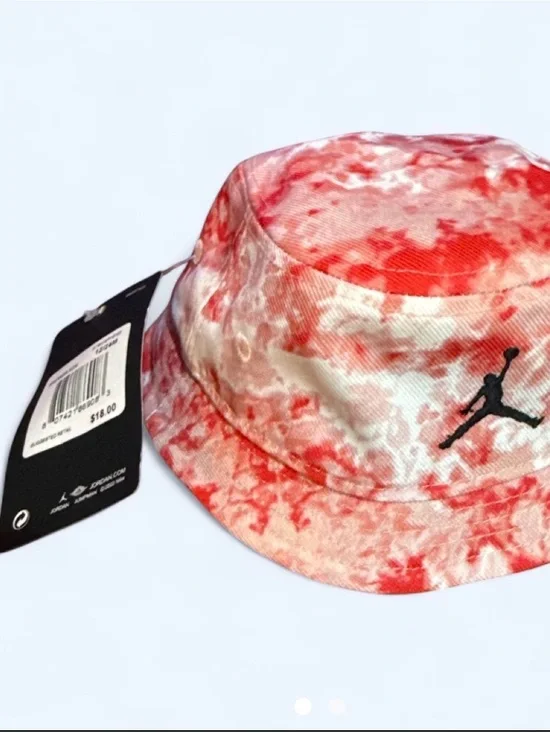 Jordan Red and White Tie-Dye Bucket Hat