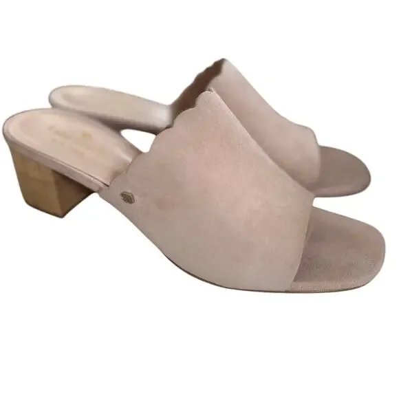 Kate Spade Blythe Blush Pink Suede Cork Heel Slip On Mule