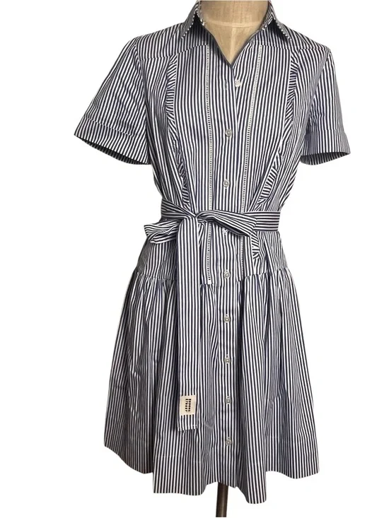 Kate Spade Broome Street Striped Shirt Dress Size Small Blue White Cotton