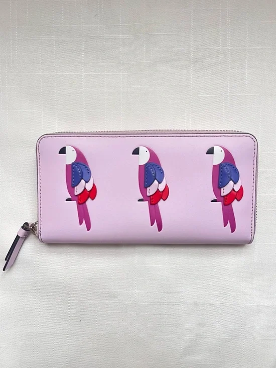 Kate Spade “Flock Party” Parrot zip around novelty 3D wallet