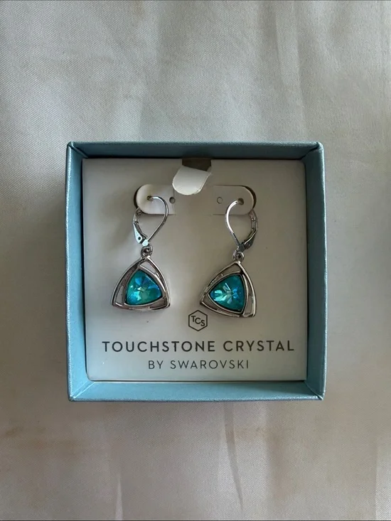 Touchstone Crystal Turquoise Triangle Drop Earrings