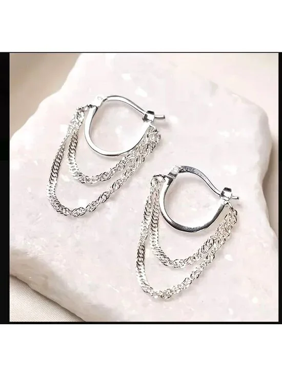 Elegant Copper Silvery Chain Earrings Dangle Movement Party Everyday Sexy