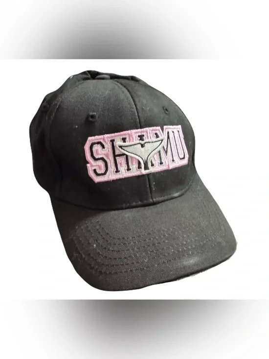 Vintage SeaWorld Shamu Youth Hat Black Pink Whale Tail Velcro Adjustable Cap