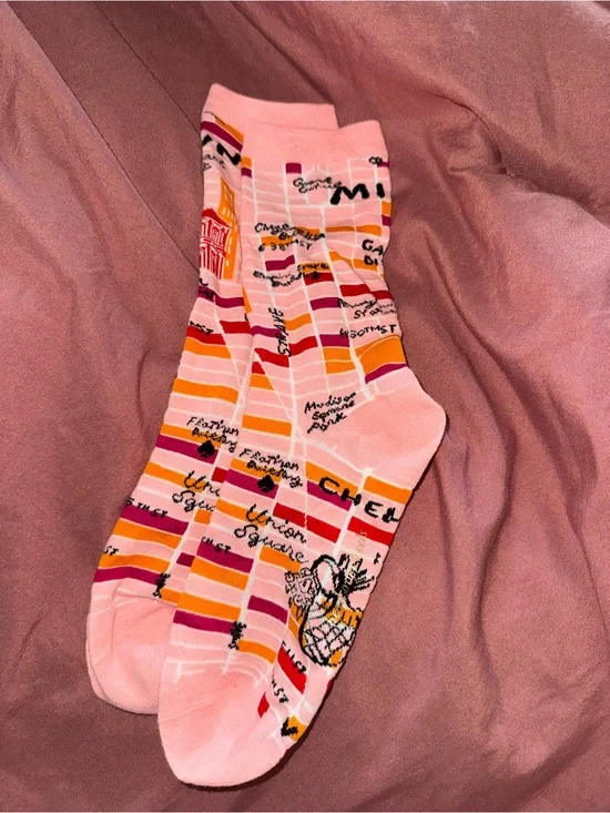 NWOT Kate Spade New York NYC Manhattan Icons pink socks