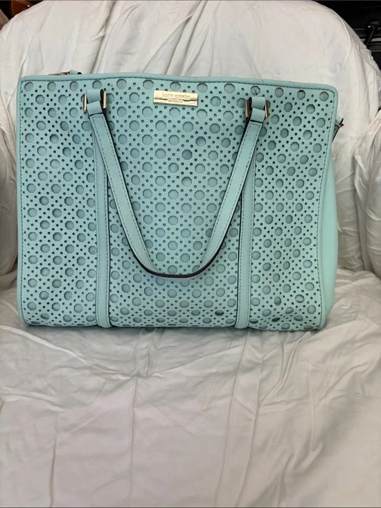 kate spade mint green laser-cut tote