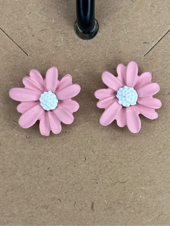 Pink Flower Stud Earrings Fashion Jewelry