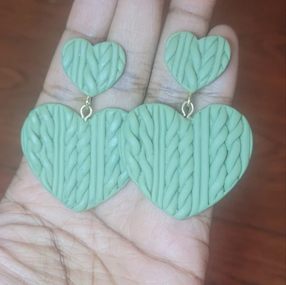Green Heart-Shaped Earrings