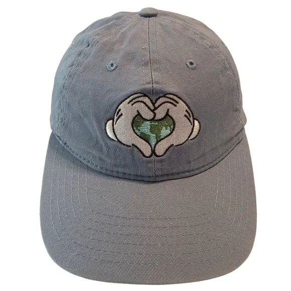 Disney Parks Mickey Mouse Earth Heart Hands Blue Kids Baseball‎ Hat Adjustable
