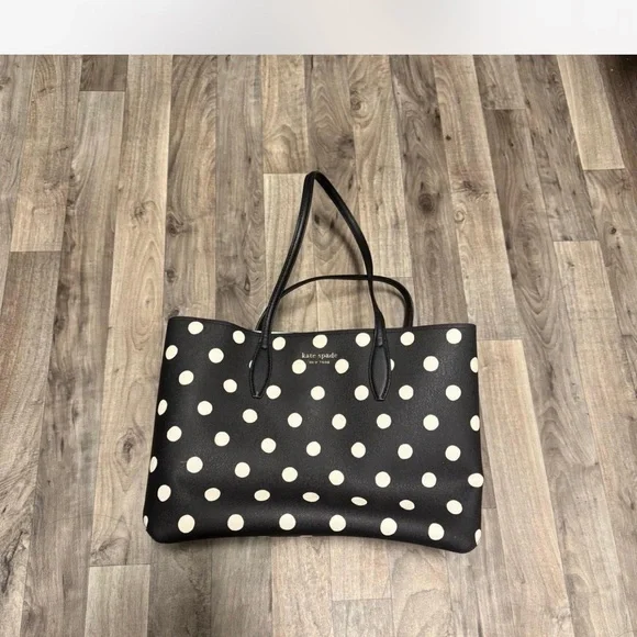 kate spade Black Tote with White Polka Dots