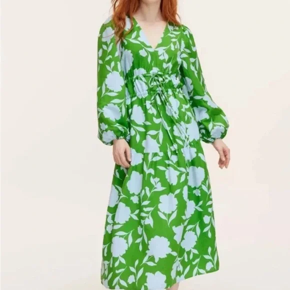 kate spade Green and Light Blue Floral Midi Dress