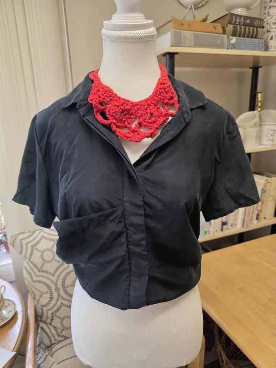 Kate Spade Saturday Silk Black Women's Short-Sleeve Button Front Top One Pocket