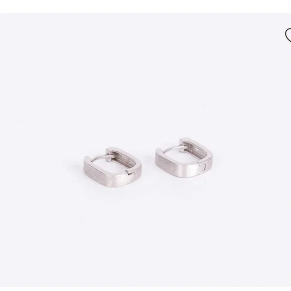 Square Matte Silver Huggie Hoop Earrings - Minimal Modern