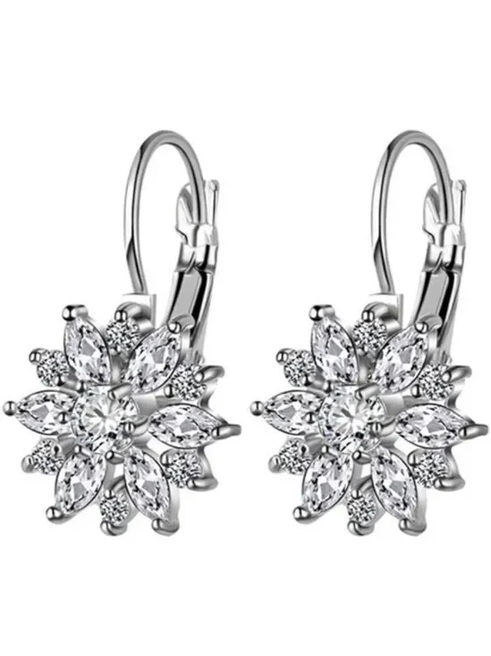 Earrings Dangle Crystal Clear Silver Tone Lever Back New