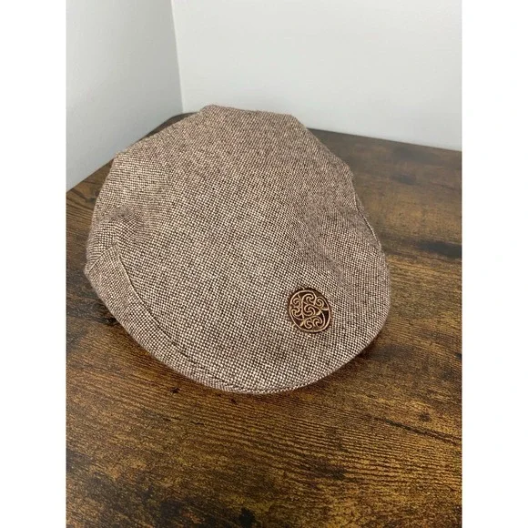 Patrick Francis Irish YOUTH L Flat Cap Brown Tweed Newsboy Hat Wool Blend