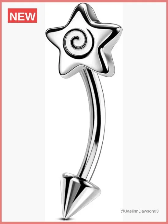 16G Spiral Star Rook Piercing Curved Barbell 8mm Surgical Steel