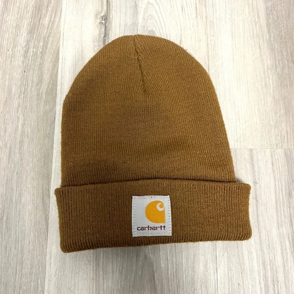 Carhartt‎ Kids Beanie Hat OS Brown Knit Logo Patch