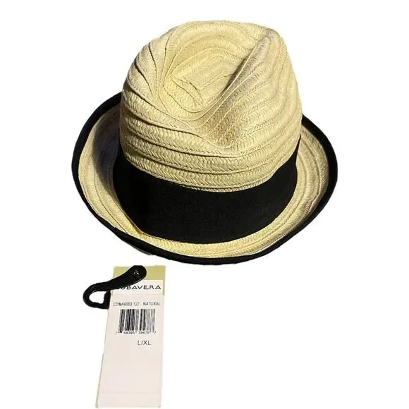NWT Cubavera Straw Fedora Hat Kids L/XL‎