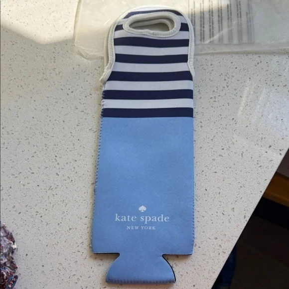 New Kate Spade Navy and Light Blue Wine Carrier