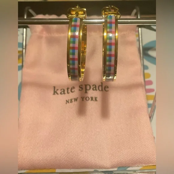 Kate Spade New York Gold plaid hoop earrings