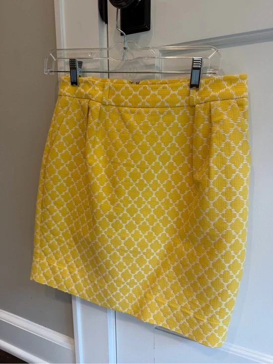 kate spade Yellow and White Patterned Pencil Skirt