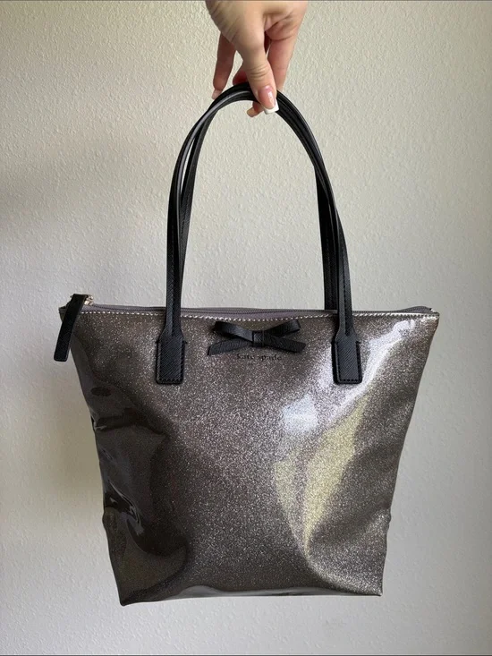 Kate Spade New York Glitter Tote Bag with Black Handles