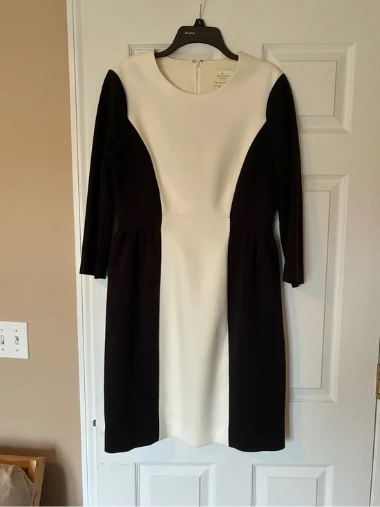 kate spade Black and White Long Sleeve Sheath Dress