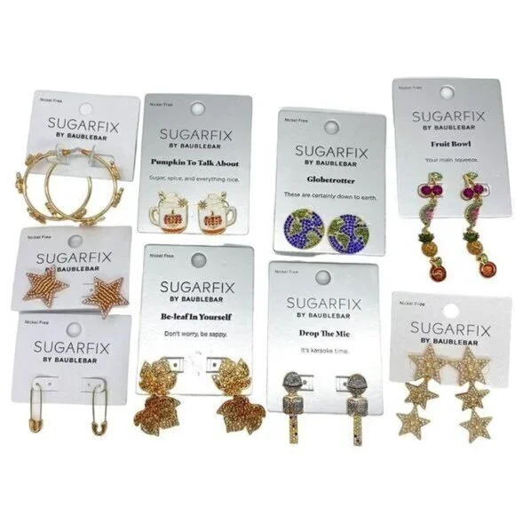 Sugarfix By Baublebar 9 Piece Earrings Lot New