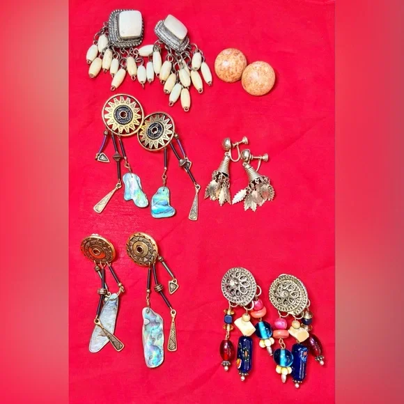 Vintage boho tribal western southwestern style clip on earring lot