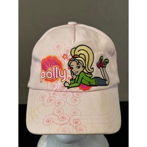 Vintage Polly Pocket Pink Baseball Cap Hat Y2K Embroidered Glitter Girls Kids‎