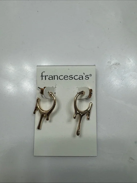 Francesca's Collections Gold Drip Hoop Stud Earrings - never worn!