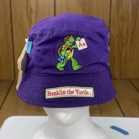 Vintage Franklin The Turtle Purple Bucket‎ Hat Kids 90s Y2K Cute